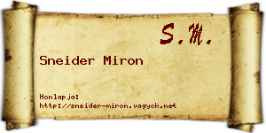 Sneider Miron névjegykártya